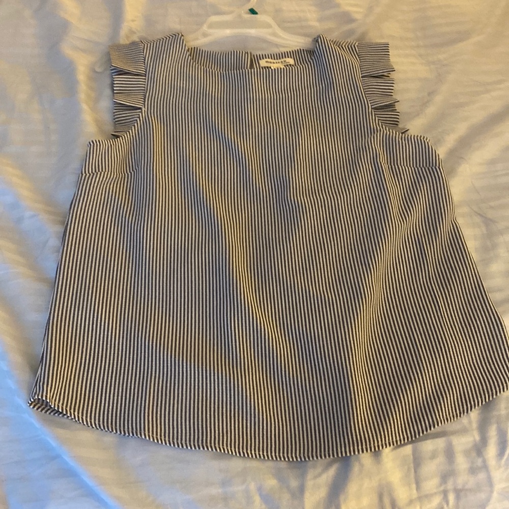 Monteau Los Angeles White & Grey Striped Top